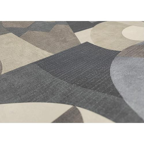 Bézs és szürke geometriai mintás retro stílusú vlies tapéta