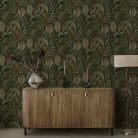 Trópusi levél mintás zöld vlies design tapéta