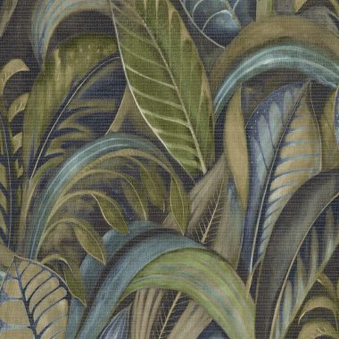Trópusi levél mintás kék és zöld vlies design tapéta