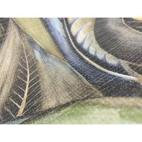 Trópusi levél mintás kék és zöld vlies design tapéta