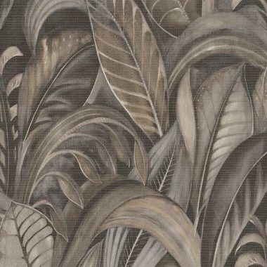   Trópusi levél mintás szürke és barna vlies design tapéta