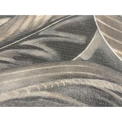 Trópusi levél mintás szürke és barna vlies design tapéta