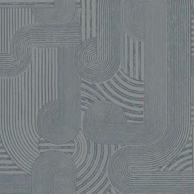   Art deco stílusú kék és ezüst geometriai mintás vlies tapéta