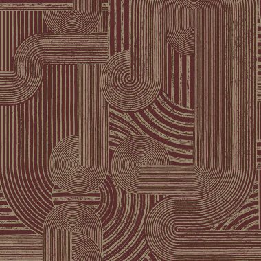   Art deco stílusú bordó és arany geometriai mintás vlies tapéta