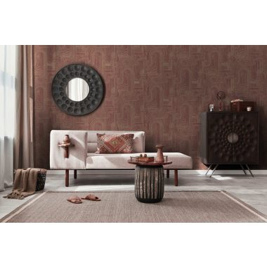   Art deco stílusú bordó és arany geometriai mintás vlies tapéta