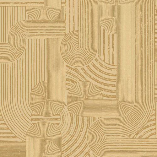 Art deco stílusú homok és arany geometriai mintás vlies tapéta