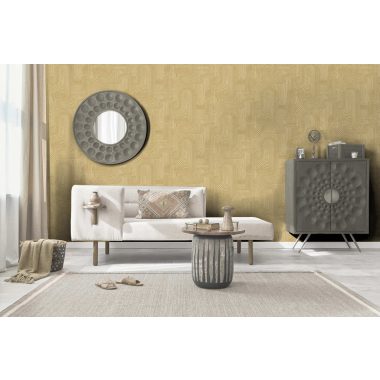   Art deco stílusú homok és arany geometriai mintás vlies tapéta