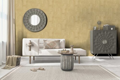 Art deco stílusú homok és arany geometriai mintás vlies tapéta