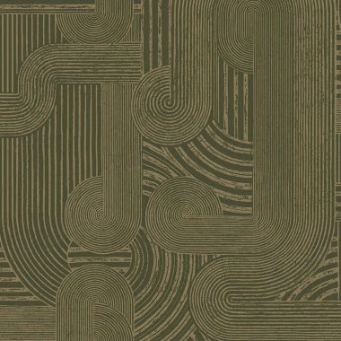   Art deco stílusú zöld és arany geometriai mintás vlies tapéta