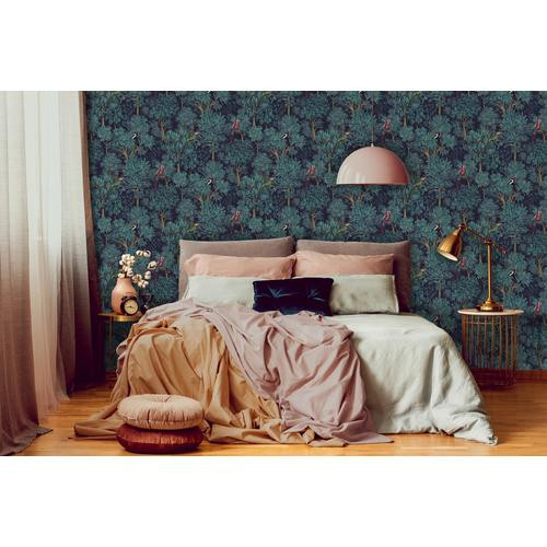 Türkiz Madár Vlies Tapéta 