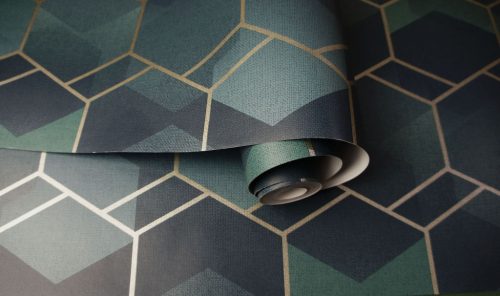 Türkiz Geometrikus Vlies Tapéta 