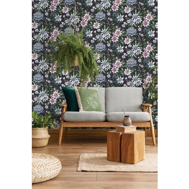 Fekete Virág Vlies Tapéta 