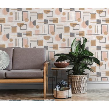 Narancssárga Geometrikus Vlies Tapéta 