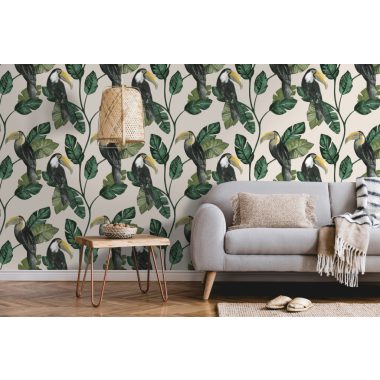 Bézs Madár Vlies Tapéta 