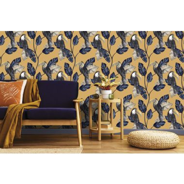 Sárga Madár Vlies Tapéta 