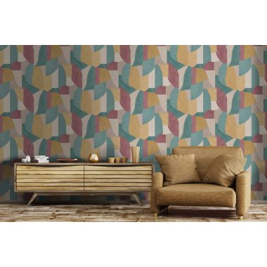 Zöld Geometrikus Vlies Tapéta 