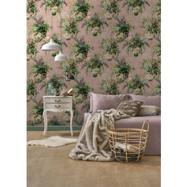 Rózsaszín Virág Vlies Tapéta 