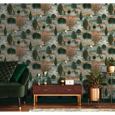 Zöld Madár Vlies Tapéta 