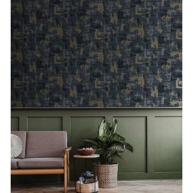   Kék absztrakt mintás fémes foltos modern geometriai mintás design tapéta 