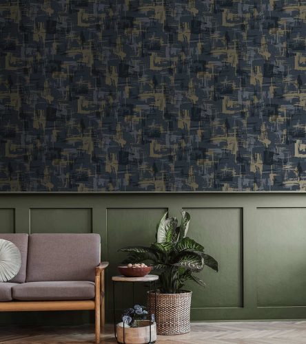 Kék absztrakt mintás fémes foltos modern geometriai mintás design tapéta 