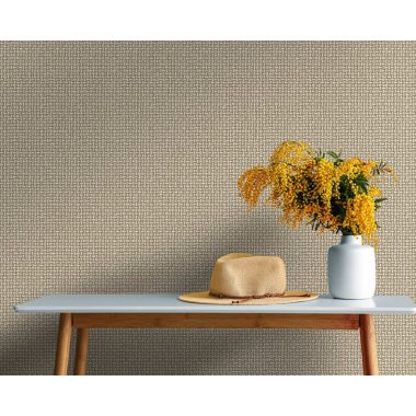 Bézs natur szőtt rattan mintás vlies tapéta