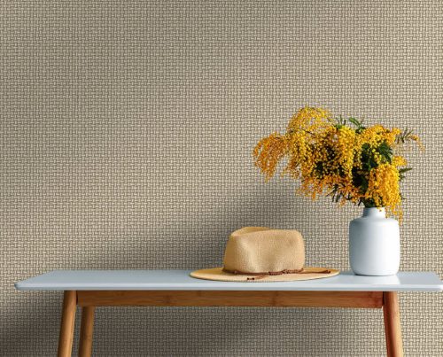 Bézs natur szőtt rattan mintás vlies tapéta