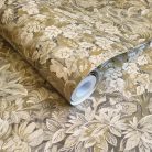 Sűrű levél mintás vlies tapéta szürke és bézs színekben enyhén akvarell hatással