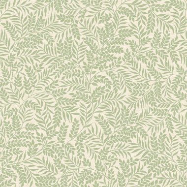   Bész alapon zsálya zöld színű apró levél és inda mintás angol stílusú vlies tapéta 
