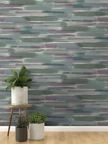 Lilás sokszínű vízszintes ecsetvonás mintás natur vlies tapéta