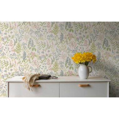   Vidéki stílusú színes pasztel virág mintás vlies tapéta