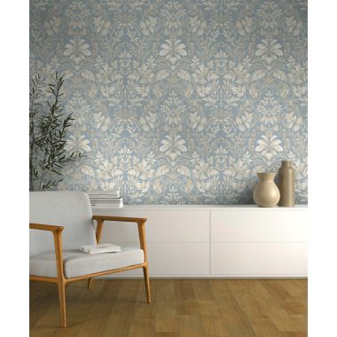   Halványkék alapon szürke klasszikus stílusú romantikus vintage vlies tapéta