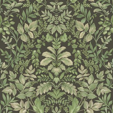   Fekete alapon zöld klasszikus stílusú romantikus vintage vlies tapéta