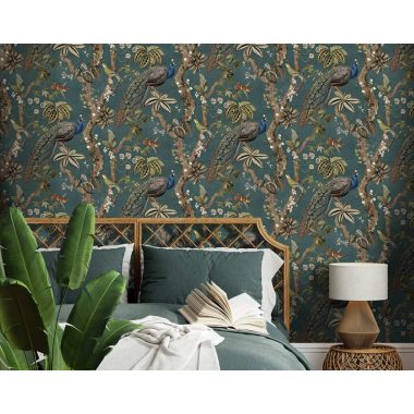 Kék Madár Vlies Tapéta 