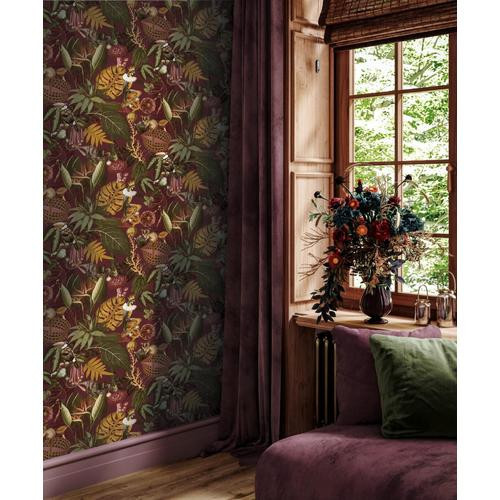 Bordó Állat Vlies Tapéta 