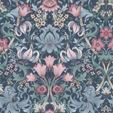   William Morris ihletésű angol virágmintás vidéki stílusú romantikus tapéta