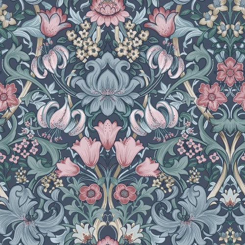 William Morris ihletésű angol virágmintás vidéki stílusú romantikus tapéta