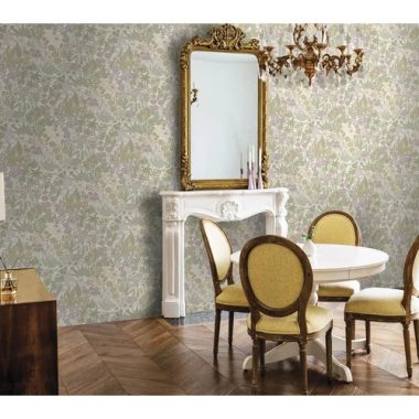   Törtfehér alapon lila romantikus sűrű virágmintás impozáns tapéta