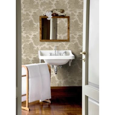   Krémszínű alapon szürkésbarna botanikuskert mintás vidéki stílusú tapéta