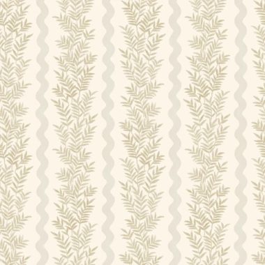   Törtfehér alapon szürke festőhenger mintás leveles hullámos vintage tapéta