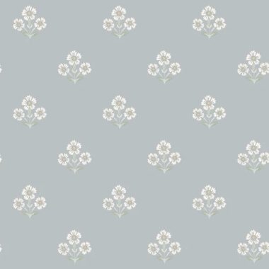   Vízkék alapon  fehér százszorszép virág  mintás vidéki stílusú tapéta