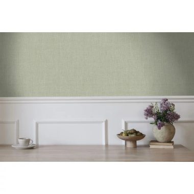 Zsályazöld színű szövethatású tapéta