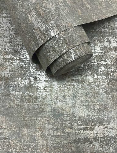 Ezüst szürke koptatott, antikolt mintájú üveggyöngy borítású dekor vlies tapéta