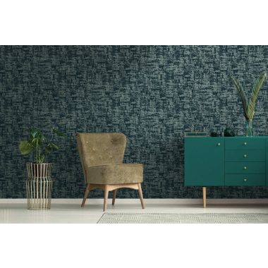   Flokkolt felületű bársony tapintású türkiz koptatott foltos vlies tapéta 