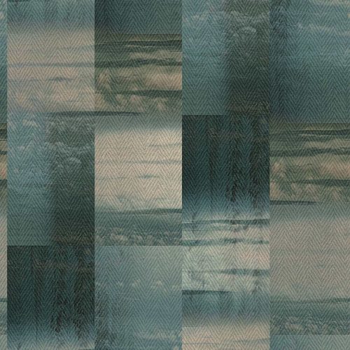 Kék geometriai mintás halszálka formájú üveggyöngy borítású luxus dekor vlies tapéta