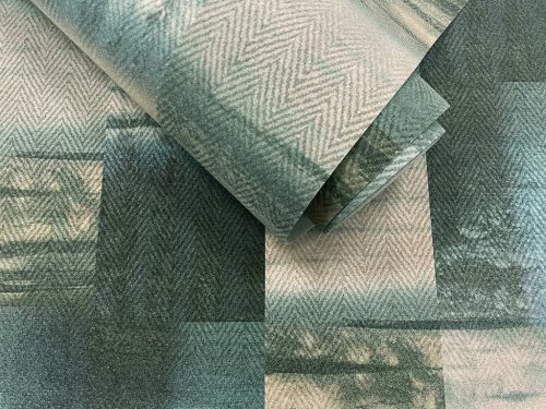 Kék geometriai mintás halszálka formájú üveggyöngy borítású luxus dekor vlies tapéta