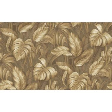   Sötét oliva színű alapon, selyemfényű arany levél mintás exkluzív tapéta