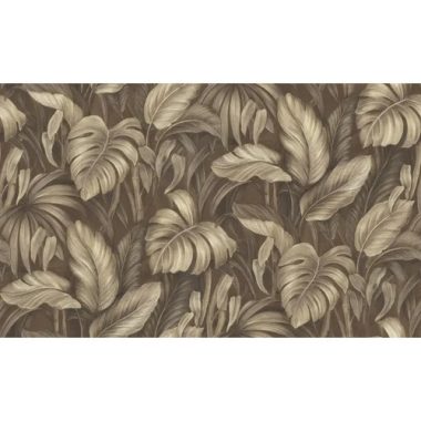   Kakaó színű alapon, selyemfényű arany levél mintás exkluzív tapéta