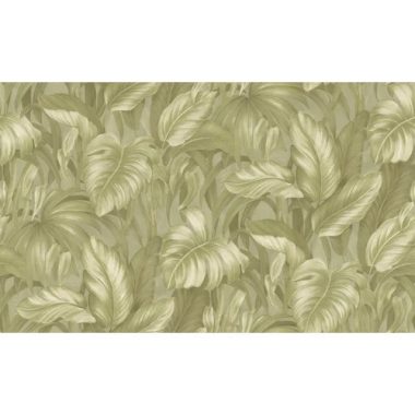   Zsályazöld színű alapon, selyemfényű zöld levél mintás exkluzív tapéta