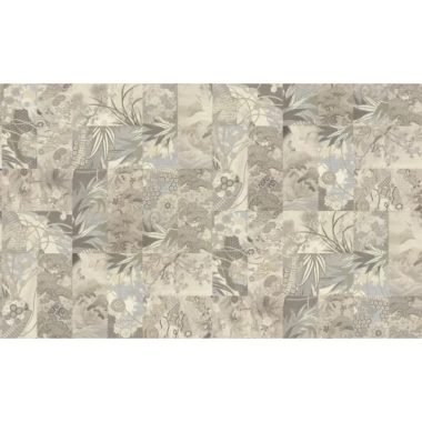    Patchwork mintás keleti hangulatú design tapéta, ezüst-drapp színváltozatban