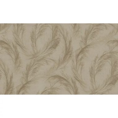   Taupe  gézhatású alapon bronzos toll mintás japandi stílusú tapéta